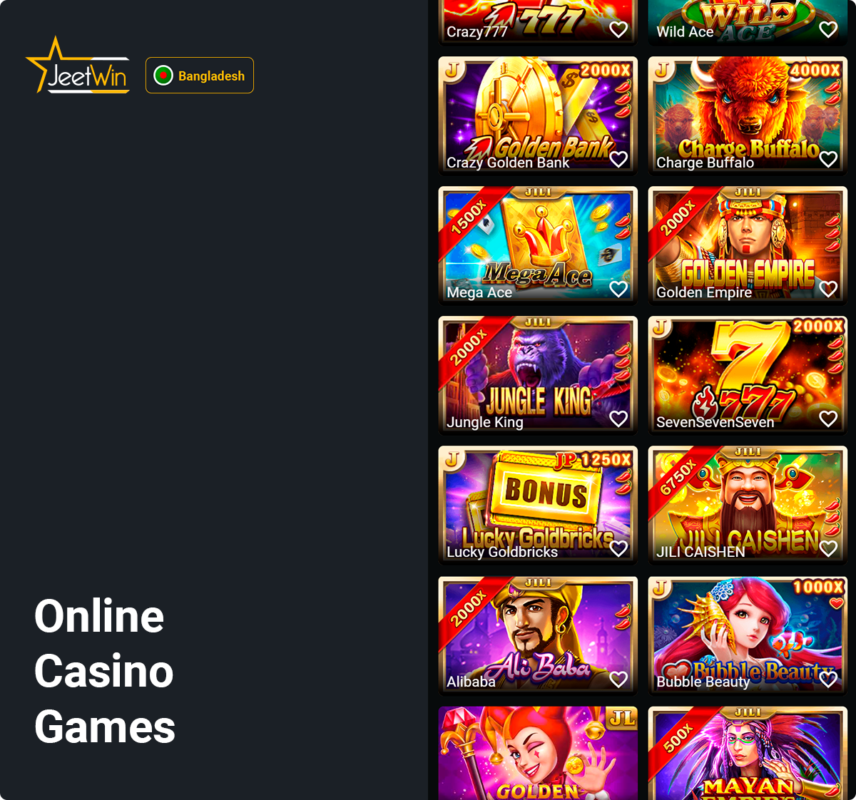 You Can Play More than 1500 Games at Jeetwin Casino Bangladesh
